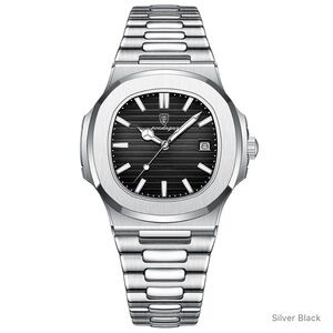 Silver Black Luxury Watch